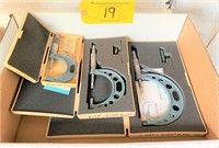 (3) MITUTOYO POINT & BLADE MICROMETERS w/ 0-2"