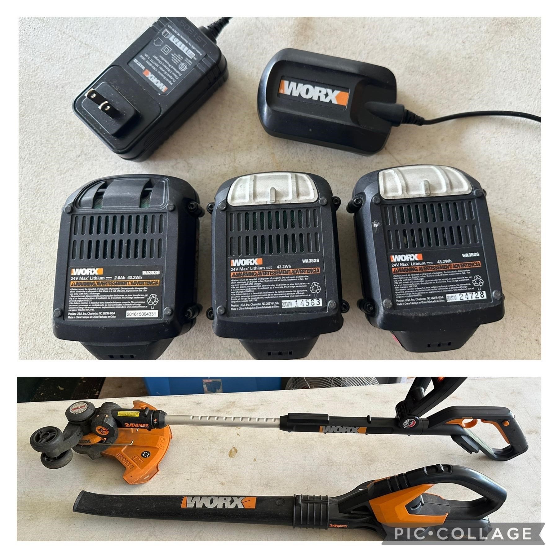 Worx 24 volt Blower and Weeder Edger Lot