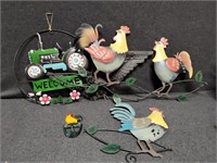 Metal Chickens, Welcome Tractor Sign