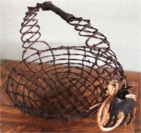 Handcrafted Barbwire Moose Basket