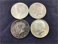 Four 1964 Kennedy Silver Half Dollars