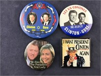 Four Clinton Presidential Campaign Buttons