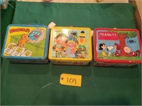 3 Vintage Cartoon metal lunchboxes