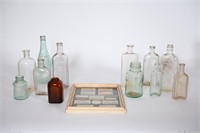 Antique Apothecary Bottles & Mint Framed Labels