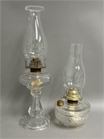 Two Vintage Glass Oil Lamps