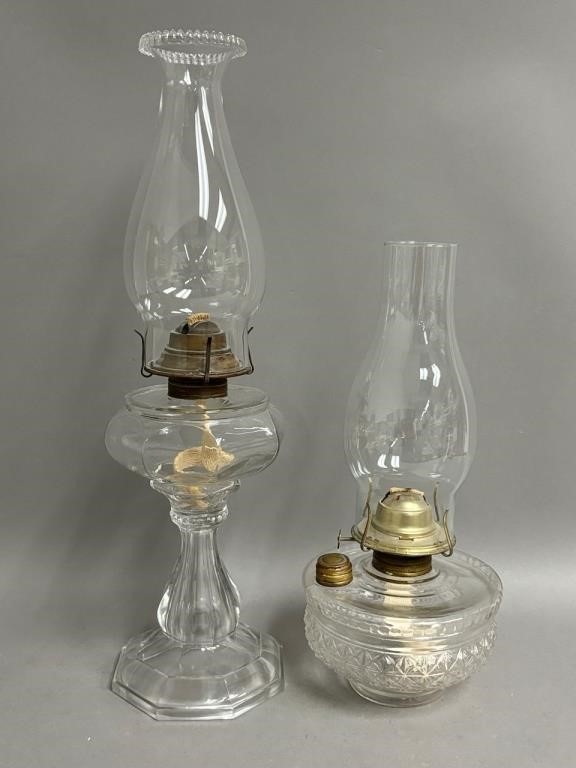 Two Vintage Glass Oil Lamps