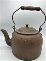 Vintage Copper kettle with wooden handle
