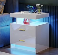 LED Nightstand with Charging Station.