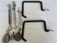 Heavy duty storage hooks, pulleys, turnbuckles