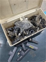 Hose clamps & PVC fittings in plastic box