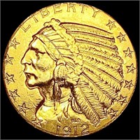 1912 $5 Gold Half Eagle CLOSELY UNCIRCULATED