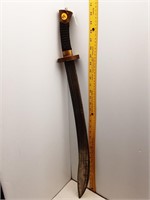 30" CURVED SWORD 24" BLADE BRASS & LEATHER HANDLE