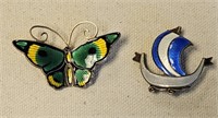 Sterling Silver Jewelry Enamel Signed Norway Pins