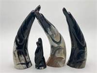 Set Of Cow Horn Art Dogs