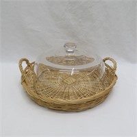 Wicker basket and Glass Dome
