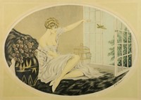 F.G. Henri Boudoir Art Chromolithograph