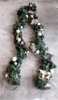 20' Lighted Garland with Poinsettia and Pine Cones