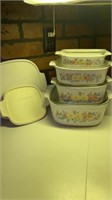 VINTAGE CORNINGWARE CASSEROLE DISHES WITH GLASS
