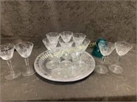 20 pieces of lovely etched stemware
