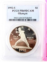 Coin 1992-S Olympic Proof Dollar  PCGS MS69DCAM