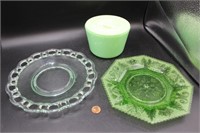 Trio of Vintage Green Glassware