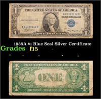 1935A $1 Blue Seal Silver Certificate Grades f+