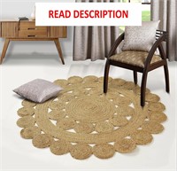 Round Jute Area Rug 5ft Natural Handmade Boho