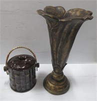 Vase and lidded pottery jug.