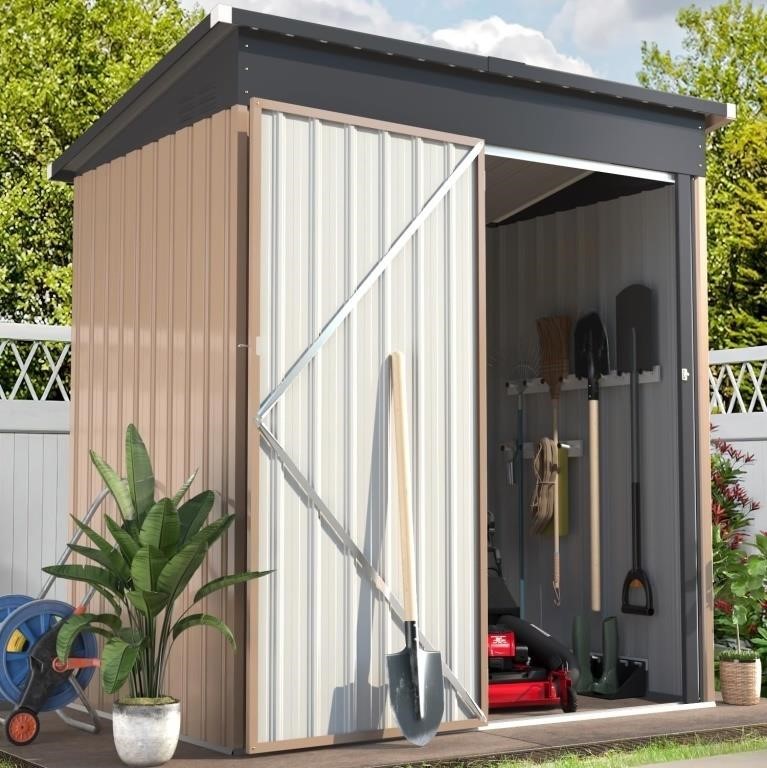 W8593  U-MAX Metal Storage Shed 5' x 3' Gray