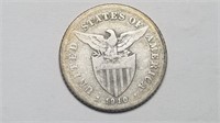 1910 S Philippines Silver 20 Centavos