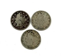 1905, 1906, and 1909 Liberty Head V Nickels
