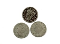 1893, 1897, and 1911 Liberty Head V Nickels