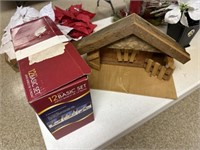 Nativity set and poinsettia clips