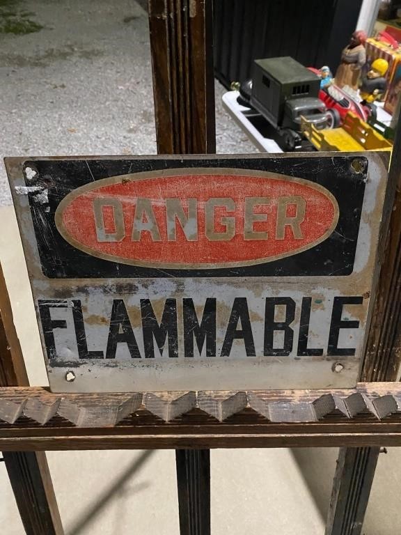 Vintage DANGER FLAMMABLE Metal Sign