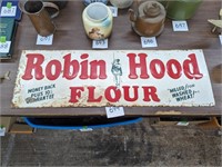 Vintage Robin Hood Flour Sign 11.5" x 35.5"