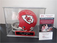 LEN DAWSON SIGNED AUTO CHIEFS MINI HELMET JSA COA