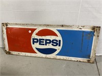 Vintage Metal Pepsi Sign, 12x31 "