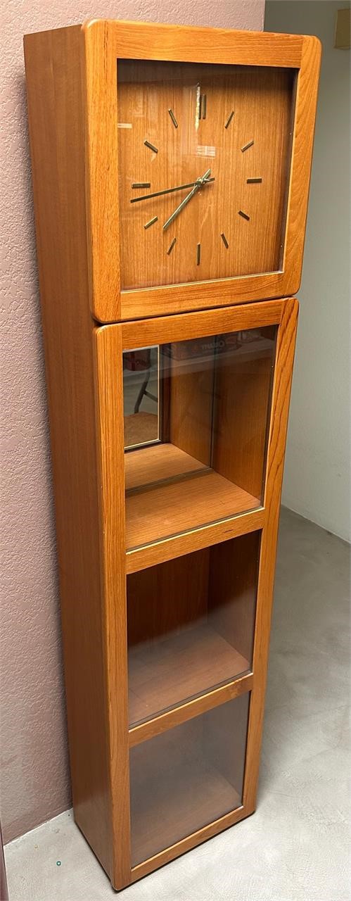 Danish Modern Teak Floor Clock / Curio Cabinet