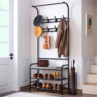 IDEALHOUSE Narrow Hall Tree Storage Bench for Entr