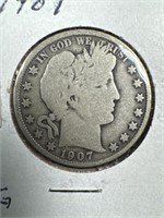 1907 Silver Barber Half-Dollar