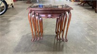 NEST OF 4 GLASS TOP TABLES