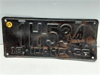 1936 IDAHO LICENSE PLATE