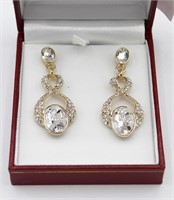 GOLD-TONED RHINESTONE EARRINGS