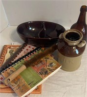 Stoneware, Brown Jugs, Cambridge City Bottle