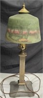 Antique Lamp with Hand Painted Shade