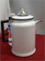 Vintage enamel covered stove top coffee