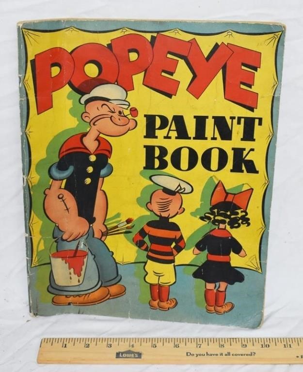 VINTAGE 1937 POPEYE PAINT BOOK - FEW PAGES COLORED
