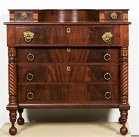 American Empire Step Back Flame Mahogany Chest