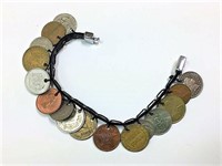 Foreign Coin Charm Bracelet