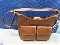 New BrownLeather ROSETTI Handbag 12" Purse $40